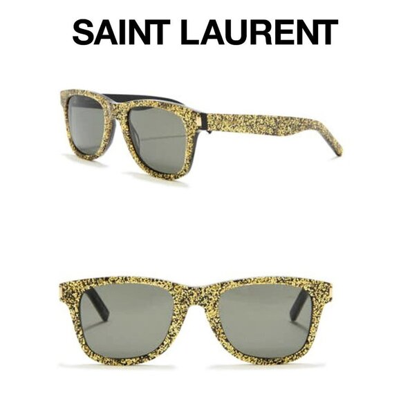 NWT Stunning Saint Laurent Gold Glitter 50mm Square Sunglasses - Picture 1 of 12